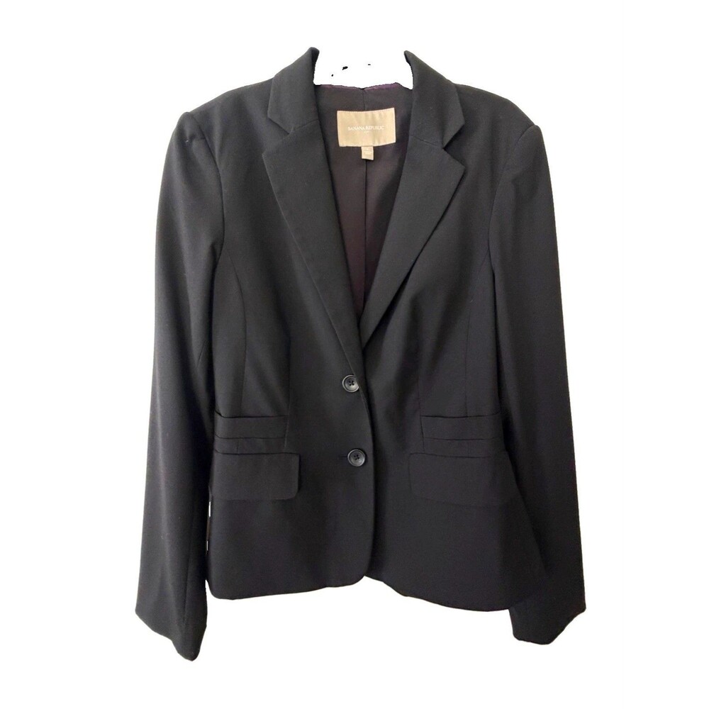 Banana Republic Women’s Black Blazer Size 4 2-Button Single-Breasted Lined